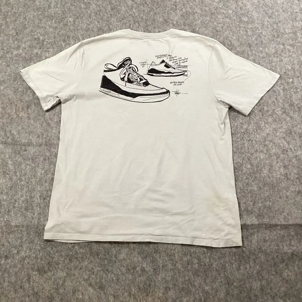 Jordan Men's T-Shirt Size L Gray Graphic‎ Print Short Sleeves Crew Neck Nike Air